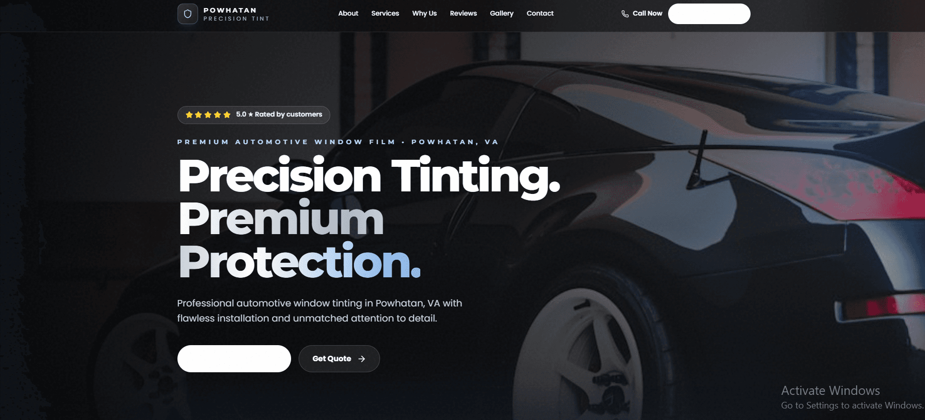 Powhatan Precision Tint website screenshot