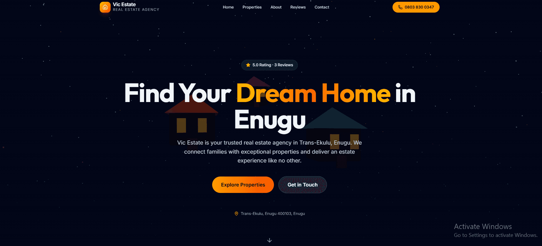 Vic Estate website screenshot